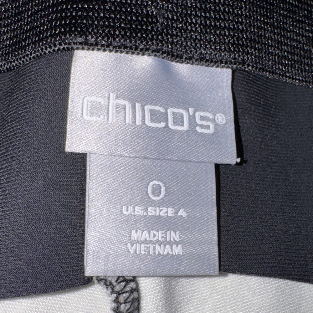 Chico's So Slimming Juliet Pants Prairie Geo Black Tan Faux Leather Size 0 US 4 - Picture 5 of 7